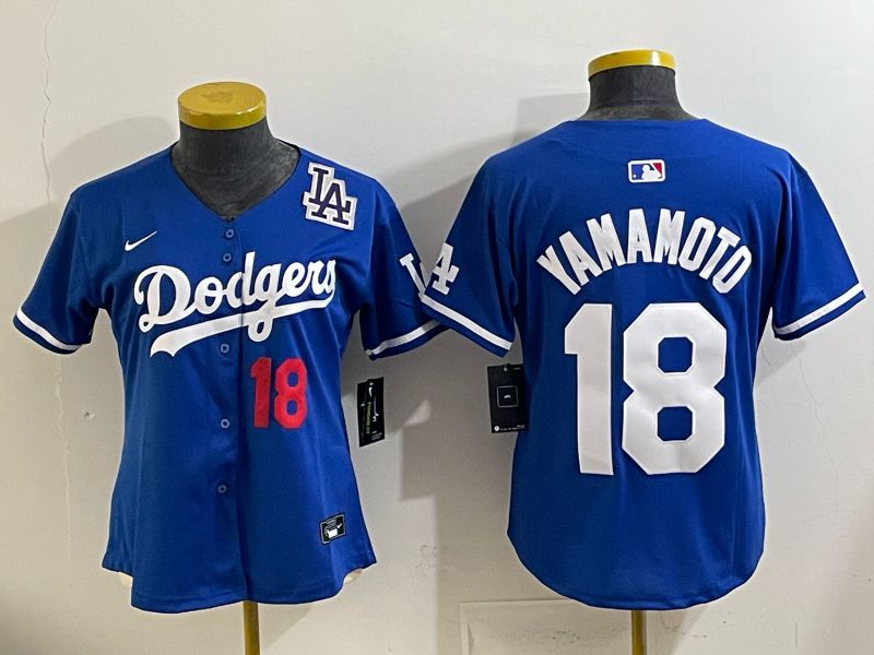 Women 2025 Los Angeles Dodgers #18 Yamamoto Blue Game Nike MLB Jersey style 0020